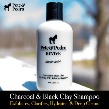 Pete & Pedro REVIVE Shampoo – Exfoliating Black Clay & Charcoal Detox (8.5 oz)