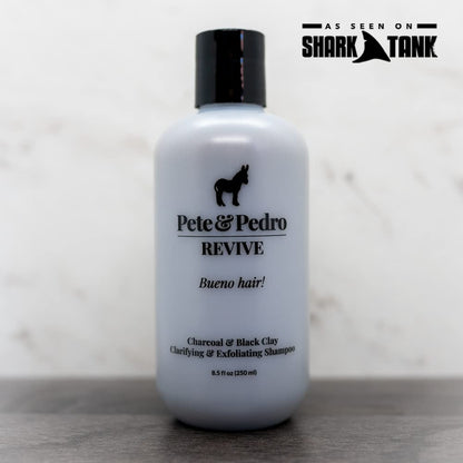 Pete & Pedro REVIVE Shampoo – Exfoliating Black Clay & Charcoal Detox (8.5 oz)