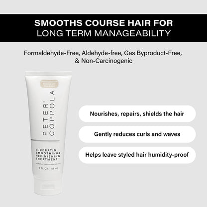 PETER COPPOLA a-Keratin Smoothing And Refinishing Treatment - Semi-Permanent Keratin Hair Care (3 oz) - Formaldehyde-Free