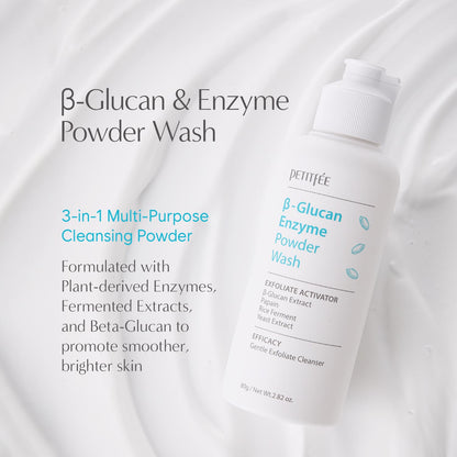 Petitfee B-Glucan Enzyme Wash - Gentle Powder Cleanser with Papain & Rice Ferment