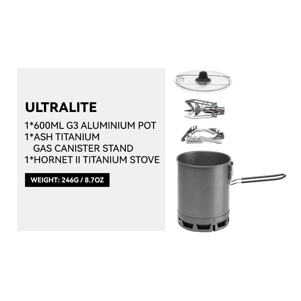Firemaple Petrel G3 Ultralight Cooking system with Stove with  Hornet ii stove