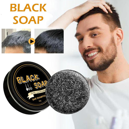 pewatul Gray Hair Reverse Bar Soap Natural Black Hair Coverage with Ginseng and Black Sesame Vegan 2-Pack