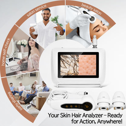 Pewoaoa Skin Hair Analyzer – 5 Inch Digital, 50x/200x Lenses, Portable HD LCD Display
