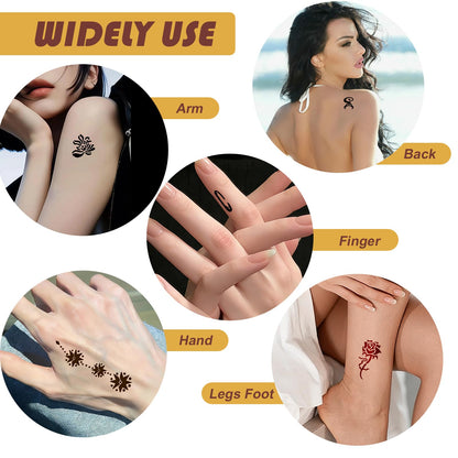PFARRER Temporary Tattoos Kit – 6 Inks in 3 Colors, 133 Templates, DIY Body Art