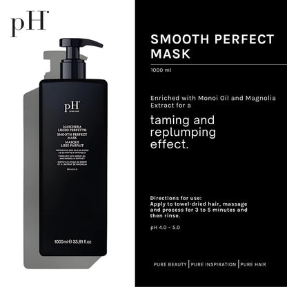 pH PURE HAIR Smooth Perfect Anti-Frizz Mask – Deep Conditioning for Damaged, Dry & Color-Treated Hair (Monoi Oil + Magnolia) 33.8 oz