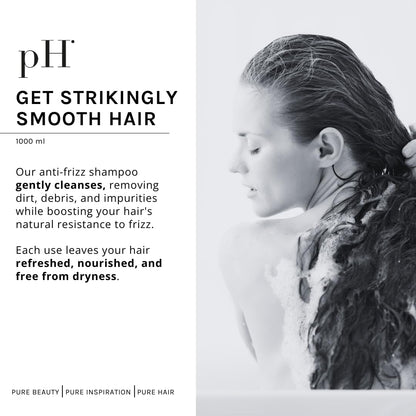 pH PURE HAIR Smooth Perfect Anti-Frizz Shampoo – Sulfate-Free Hydration for Color-Treated Hair | 33.8 oz