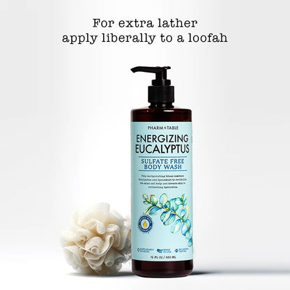 PHARM TO TABLE Energizing Eucalyptus Body Wash for Women and Men – Sulfate Free, 480ml