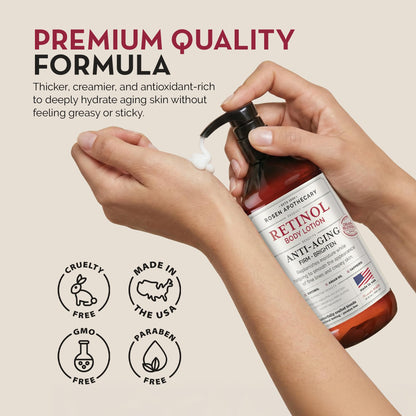 PHARM TO TABLE Rosen Apothecary Anti-Aging Retinol Body Lotion – Firm Skin, Brighten Tone, 480ml