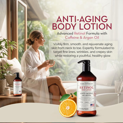 PHARM TO TABLE Rosen Apothecary Anti-Aging Retinol Body Lotion – Firm Skin, Brighten Tone, 480ml