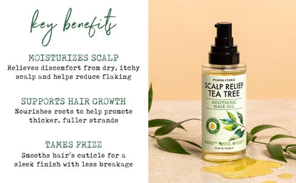 PHARM TO TABLE Tea Tree Hair Oil for Itchy Scalp – 100ml with Tea Tree, Mint, Vitamin E & Jojoba