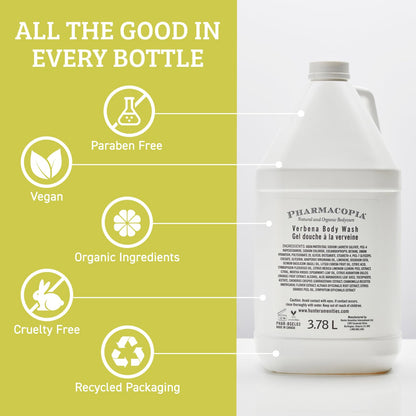 Pharmacopia Hotel Verbena Body Wash – Moisturizing Vegan Shower Gel (128 oz)
