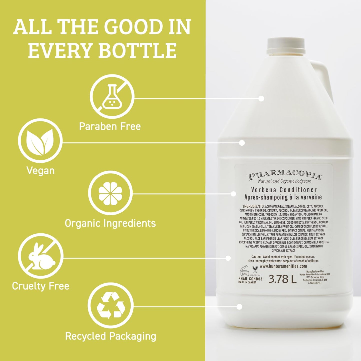 Pharmacopia Hotel Verbena Conditioner – Aromatherapy Hair Care with Natural & Organic Ingredients – Vegan, Cruelty-Free, 128 oz