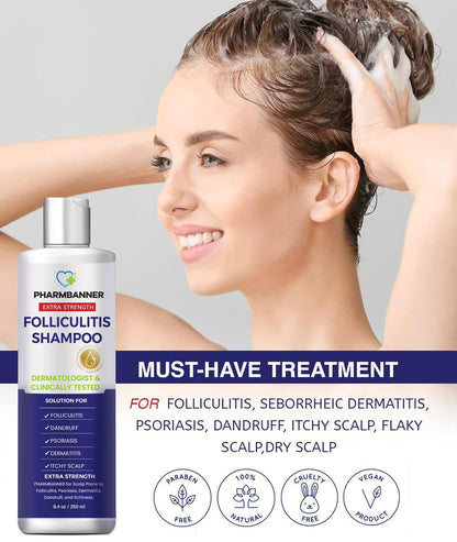 PHARMBANNER Anti-Fungal Shampoo for Folliculitis, Seborrheic Dermatitis & Scalp Psoriasis