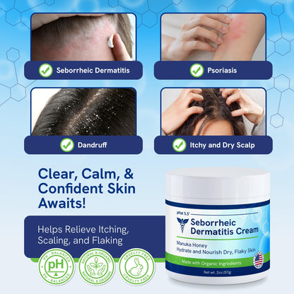 pHat 5.5 Seborrheic Dermatitis Moisturizing Cream & Face Lotion – Hydration, Redness Relief & Anti-Itch (2oz)