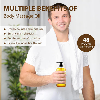 PHATOIL Sandalwood Body Oil for Men – Ginger, Ylang Ylang, Cinnamon | 260ml