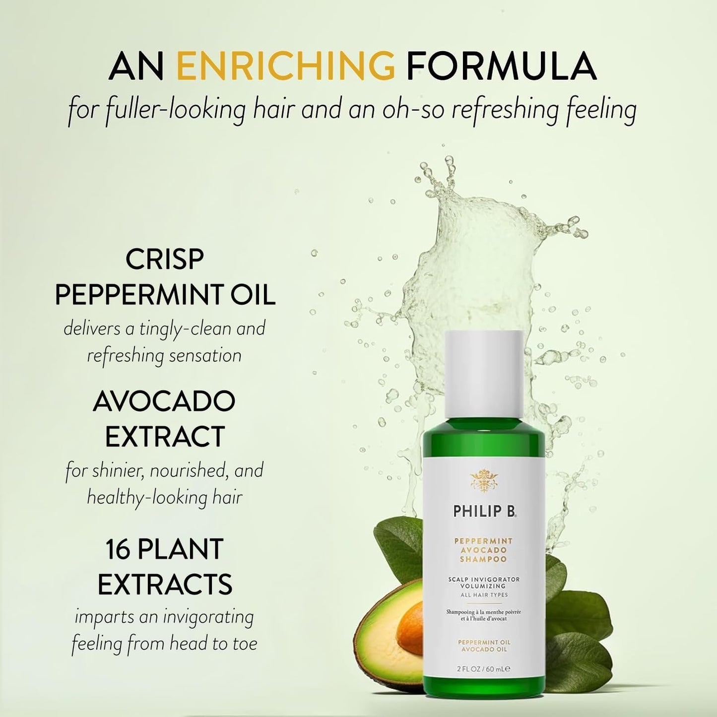 PHILIP B Peppermint Avocado Shampoo & Conditioner Set – Volumizing & Clarifying