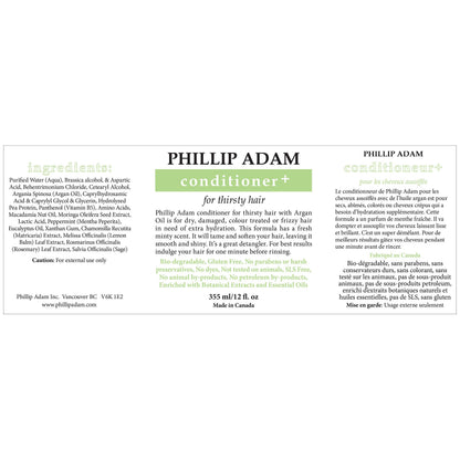 Phillip Adam Thirsty Hair Conditioner – Argan, Moringa & Macadamia Oils, Paraben Free, 12 oz, Vegan