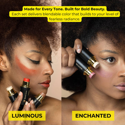 Phoenix Beauty Cream Contour Stick Set – Blush, Bronzer & Highlighter Trio | Hydrating, Buildable Pigment