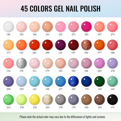 Phoenixy Gel Nail Polish Kit with UV Light — 64 Pcs, 45 Colors, All Seasons