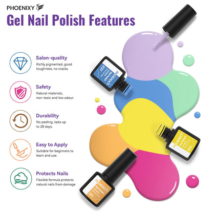 PHOENXY 63-Pcs Gel Nail Polish Kit with UV Light & Drill — 45 Colors Manicure Starter Set