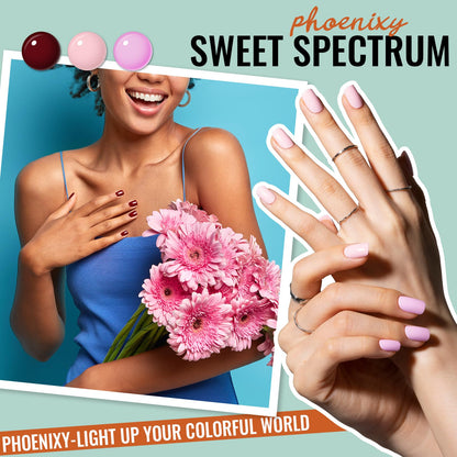Phoenixy 62-Pcs Gel Nail Polish Set – 54 Colors + Base Coats & Glitter Top Coats