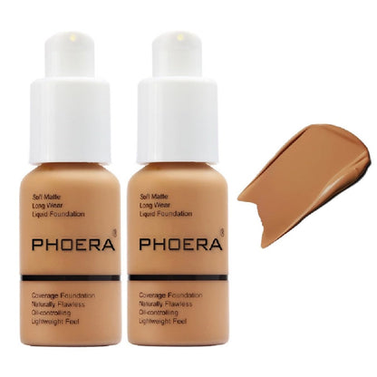 nvyue PHOERA Foundation 106 Warm Sun – 2 Pack Full Coverage Liquid Foundation