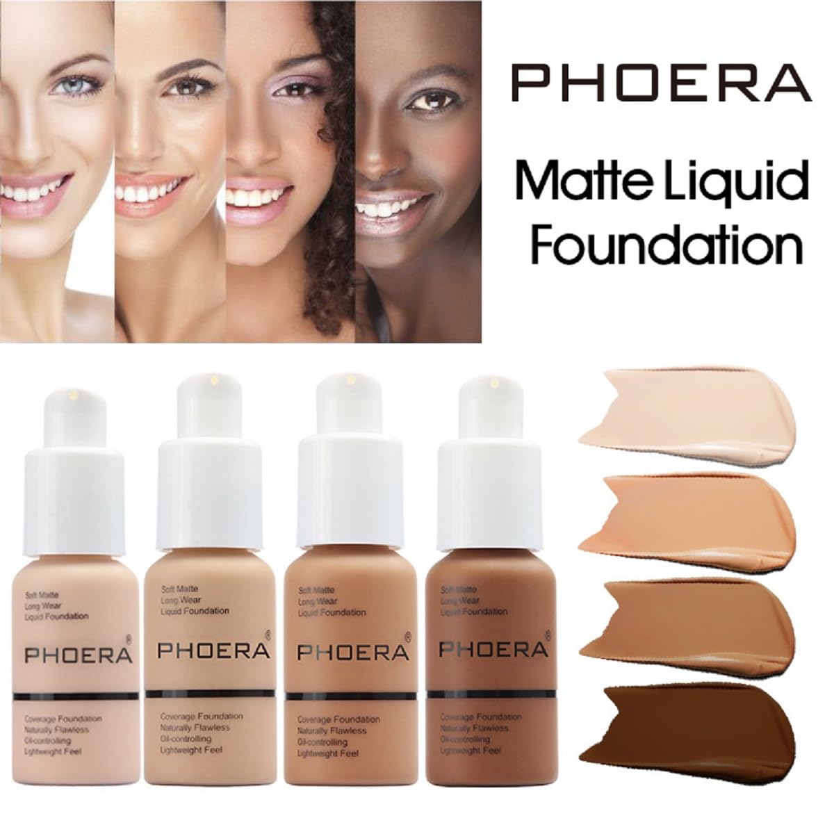 2 Pack PHOERA Foundation – Matte Oil-Control, Waterproof Full-Coverage Liquid Foundation (102 Nude) – by nvyue