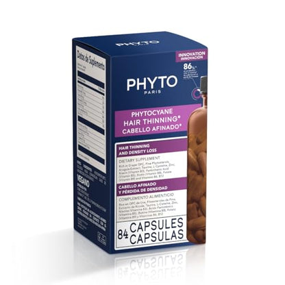 PHYTOCYANE Anti-Hair Thinning Dietary Supplement — 84 Capsules, 12-Week Supply, Vegan & Gluten/Lactose-Free