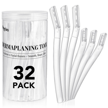 Phyyixs 32-Pack Face Razors for Women – Dermaplane & Eyebrow Razor Set, 24 Long + 8 Short Blades for Peach Fuzz Removal, Gentle Exfoliation, Stocking Stuffers