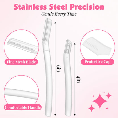 Phyyixs 32-Pack Face Razors for Women – Dermaplane & Eyebrow Razor Set, 24 Long + 8 Short Blades for Peach Fuzz Removal, Gentle Exfoliation, Stocking Stuffers