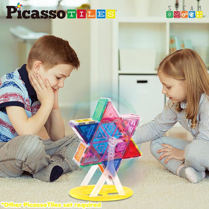 PicassoTiles Ferris Wheel Accessory Kit PT09 – Magnetic Tile Spinner for Creative Play
