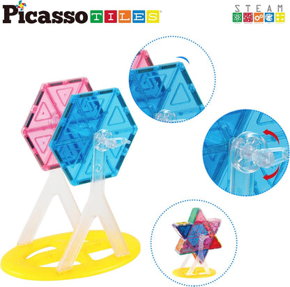 PicassoTiles Ferris Wheel Accessory Kit PT09 – Magnetic Tile Spinner for Creative Play