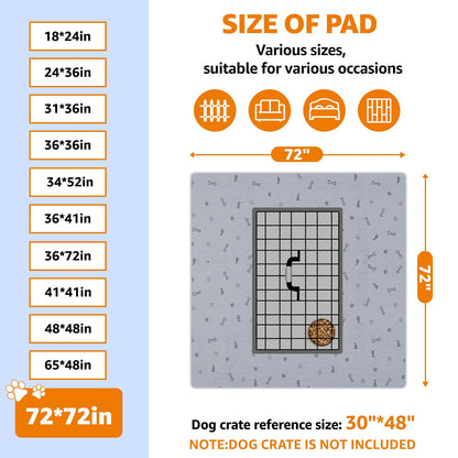 PICK FOR LIFE Washable Dog Pee Pad 72x72 Extra Large – Reusable, Leakproof, Non-Slip