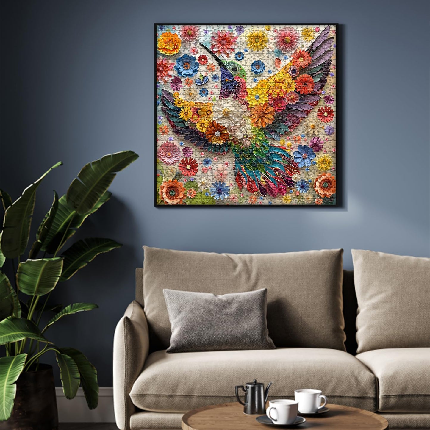 PICKFORU Hummingbird 1000-Piece Puzzle for Adults – Flower & Nature Garden Quilling Art
