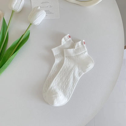 A Pair Basic Simple Style Women's Solid Color Bow Knot Cotton Ankle Socks