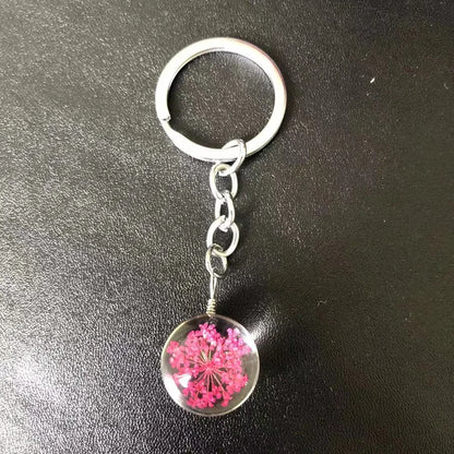 Pastoral Floral Glass Unisex Keychain