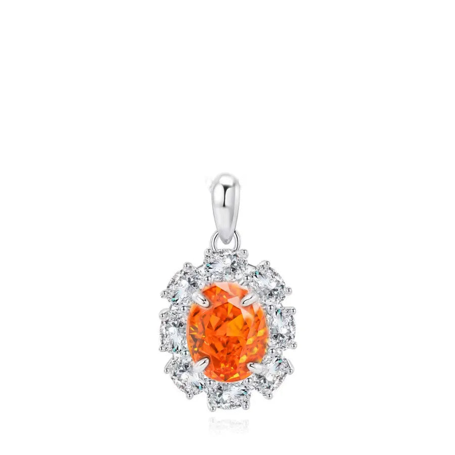 1 Piece 925 Sterling Silver Zircon White Gold Plated Platinum Plated Rhodium Plated Oval Pendant Jewelry Accessories