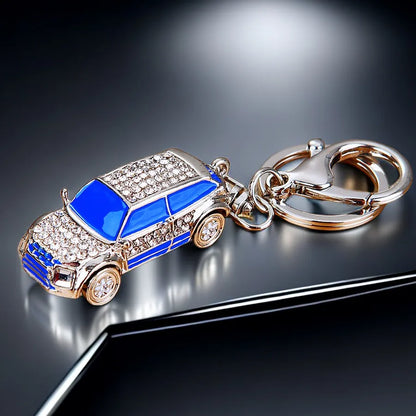 cute car metal diamond women's bag pendant keychain