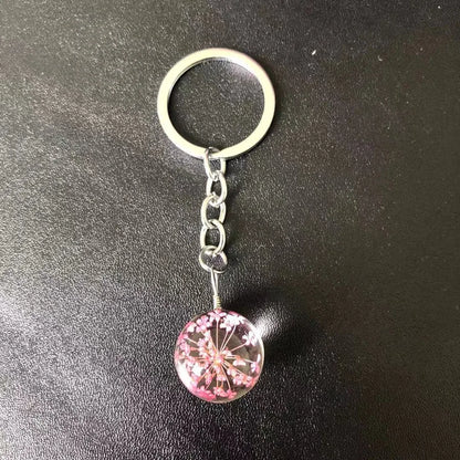 Pastoral Floral Glass Unisex Keychain