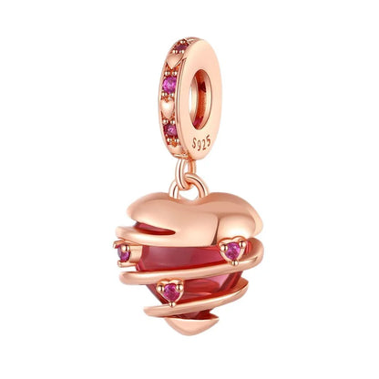 1 Piece Copper Zircon Round Leaves Heart Shape Pendant