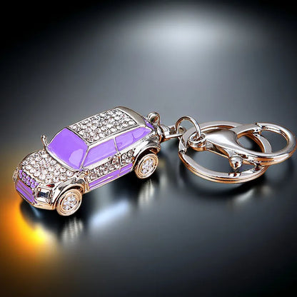 cute car metal diamond women's bag pendant keychain