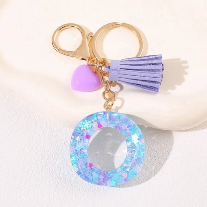 New Women's Purple Love Tassel 26 Letter Keychain Cute Car Key Chain Couple Backpack Jewelry