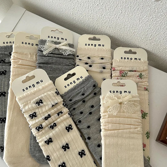 1 Piece Sweet Women's Bow Knot Cotton Crew Socks