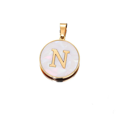 1 Piece 22mm Hole 4~4.9mm 304 Stainless Steel Fritillary Letter Pendant Jewelry Accessories