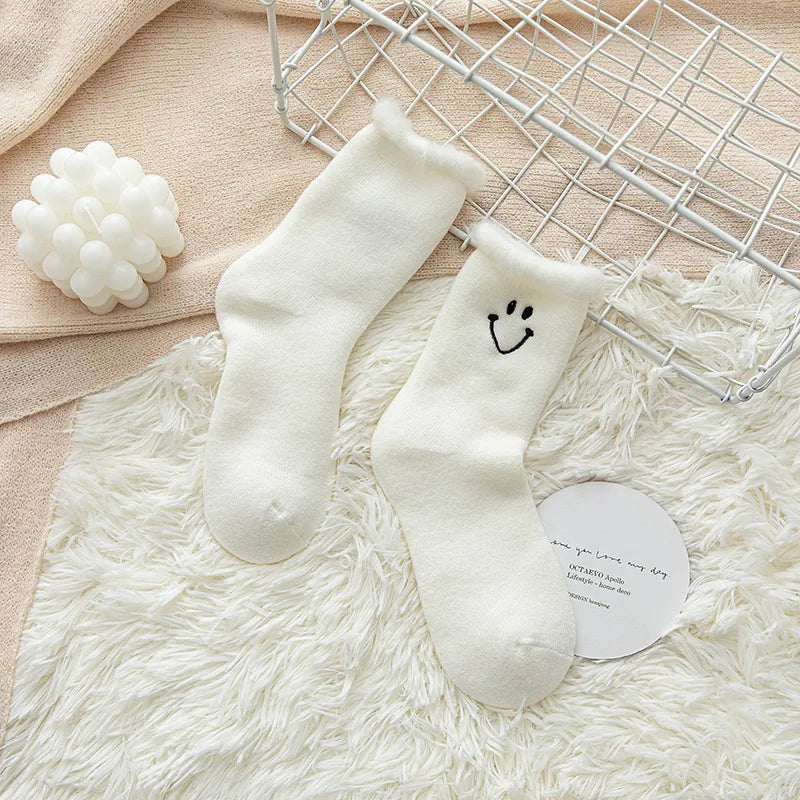 Japanese Style Women's Smile Face Polyester Ankle Socks A Pair
