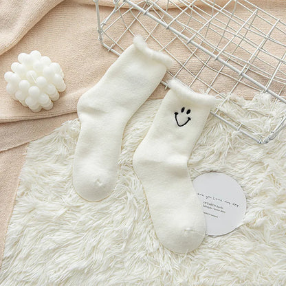 Japanese Style Women's Smile Face Polyester Ankle Socks A Pair