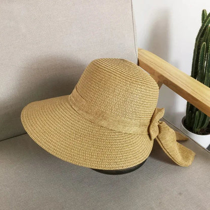 Women's Retro Solid Color Big Eaves Straw Hat