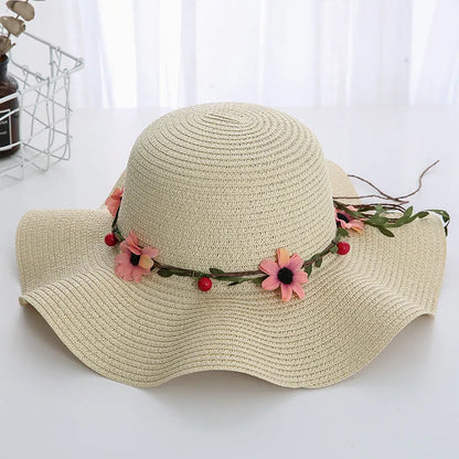 Women's Korean Style Flower Flowers Side Of Fungus Straw Hat