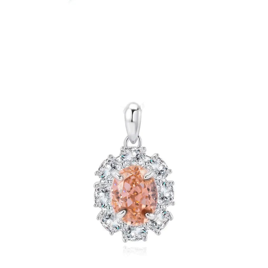 1 Piece 925 Sterling Silver Zircon White Gold Plated Platinum Plated Rhodium Plated Oval Pendant Jewelry Accessories