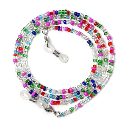 Amazon European and American wind mask chain color beaded chain Women's personality simple glasses chain star face mask rope